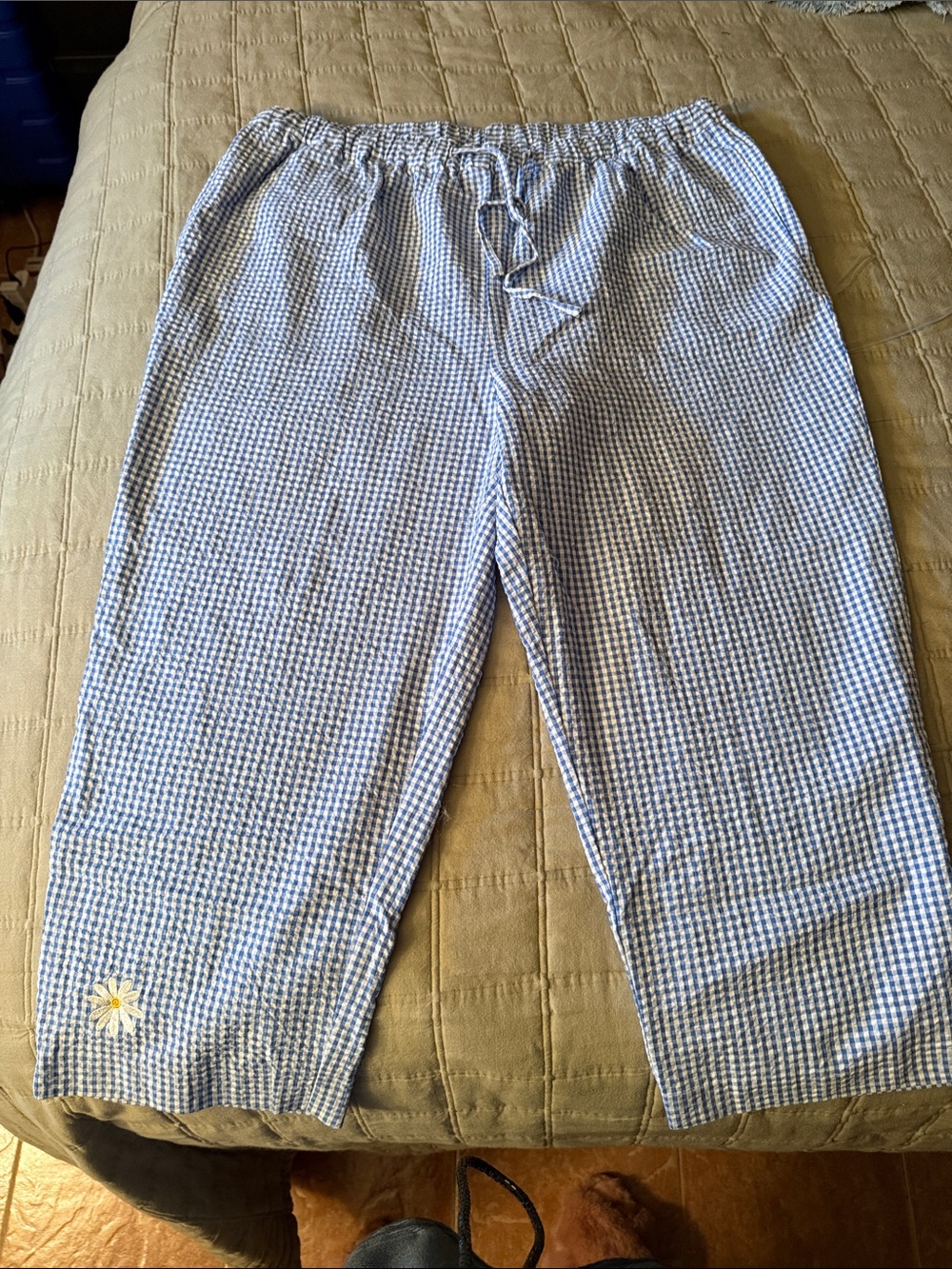 Womans Blue Gingham Lounge Pants